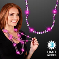 Flashing Light Up Beaded Necklace - Pink, Purple & Silver
